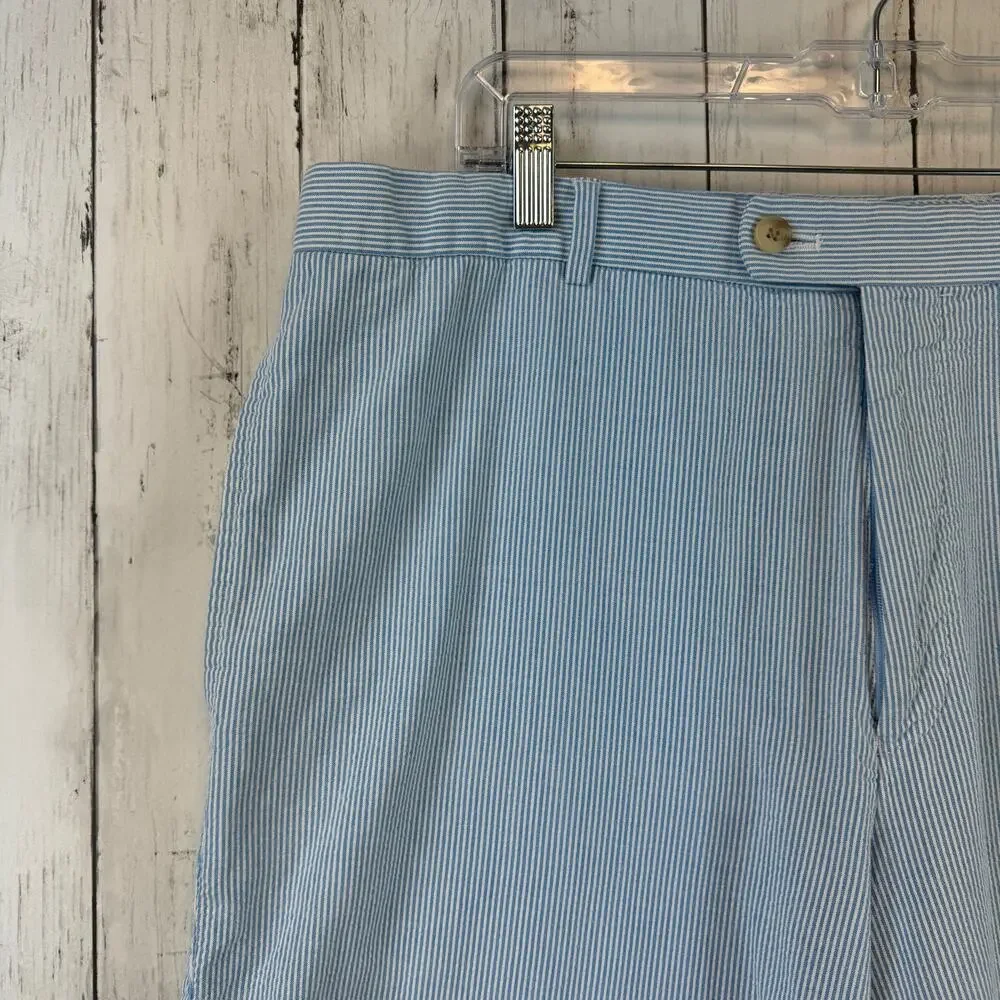 Peter Millar Blue Seersucker Lightweight Flat Front Chino 9